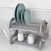 Home Basics S Shape  2 Tier Dish Drainer, Grey DD41276